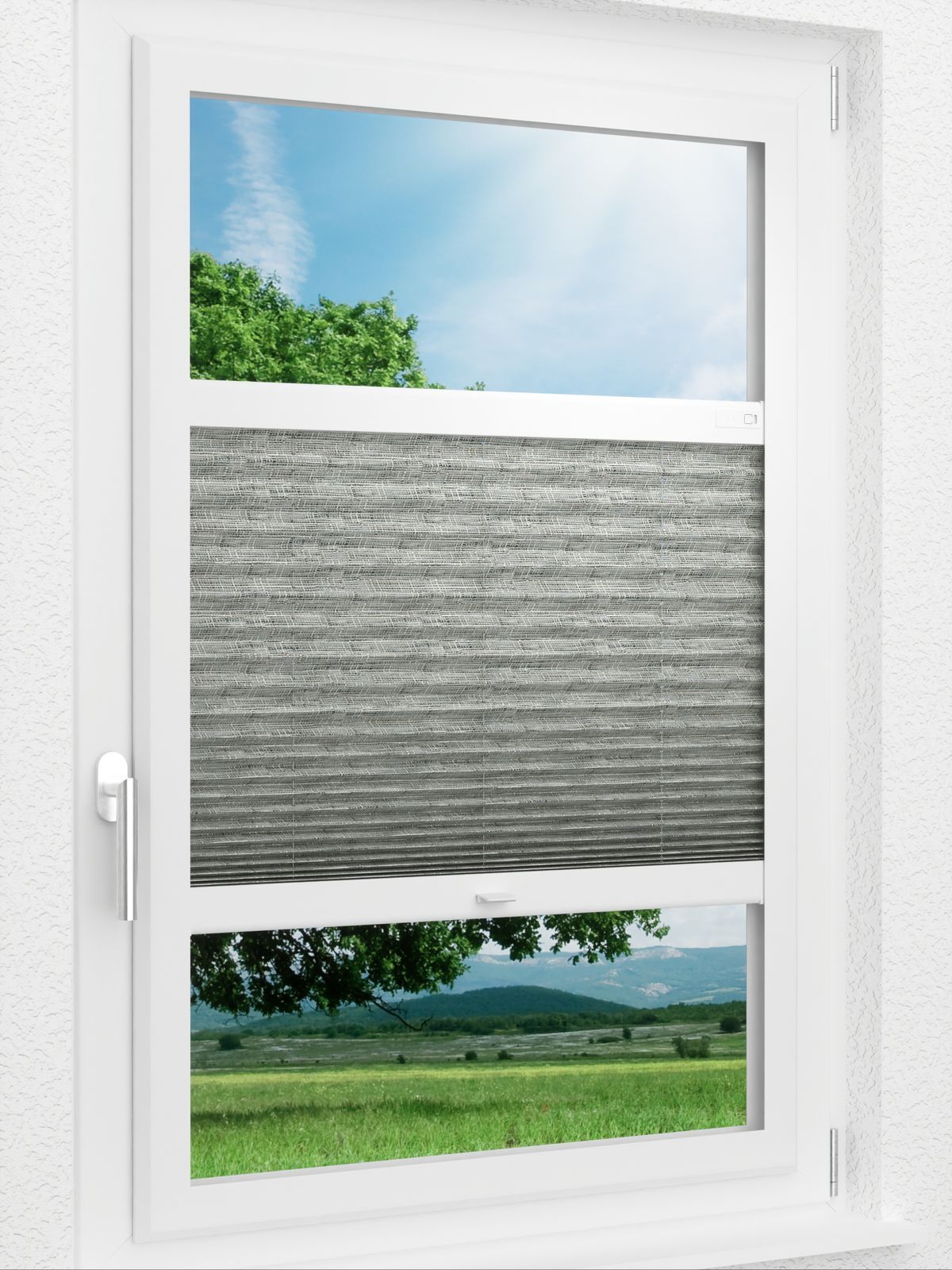 Stoff Plissee Ma&szlig;anfertigung LYSEL HOME Plissee 323A Monza Smart Frame