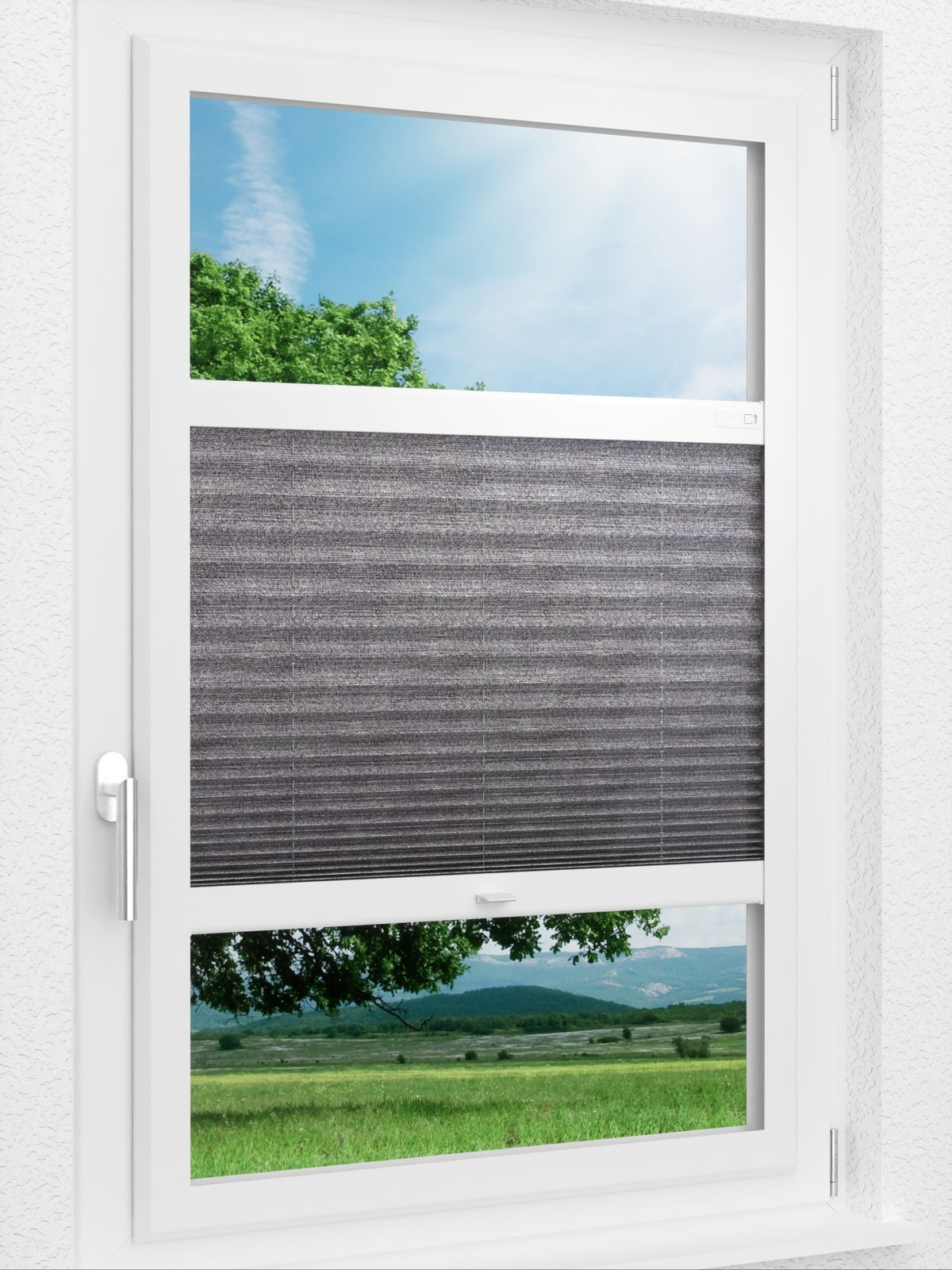 Stoff Plissee Ma&szlig;anfertigung LYSEL HOME Plissee 405A Panorama Smart Frame