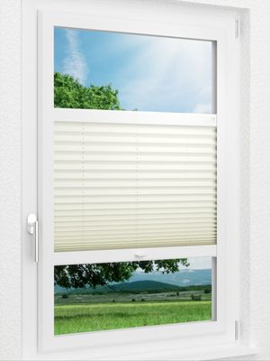 LYSEL HOME Plissee 140B Krepp Pearl Smart Frame Fensteransicht