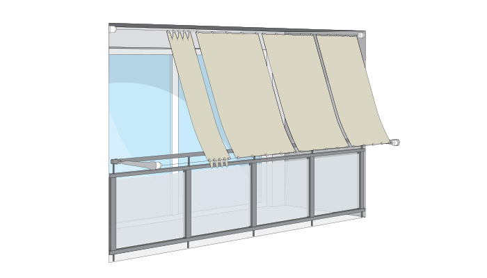 Seilspann-Markise fr Balkon - senkrecht