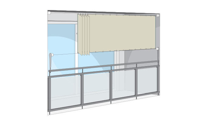 Seilspann-Markise fr Balkon - waagerecht